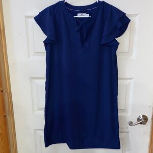 Vineyard Vines Performance Navy Blue Ruffle Sleeve Dress size Medium
